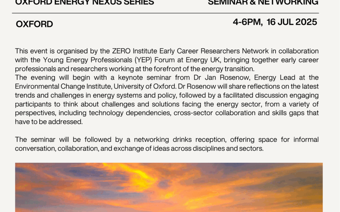Oxford Energy Nexus Series Seminar & Networking with YEP Forum