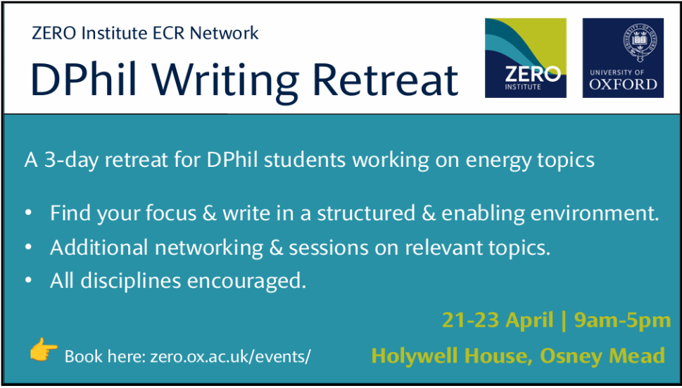 DPhil Writing Retreat – 21st – 23rd April